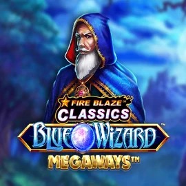 Logo of Fire Blaze Blue Wizard Megaways from Rarestone Gaming at Goatz Casino
