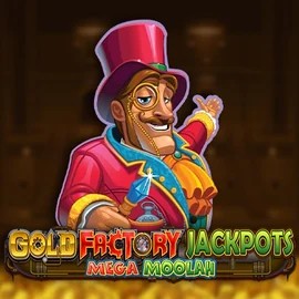 Gold Factory Jackpots Mega Moolah logo by Aurum Signature Studios at Goatz Casino